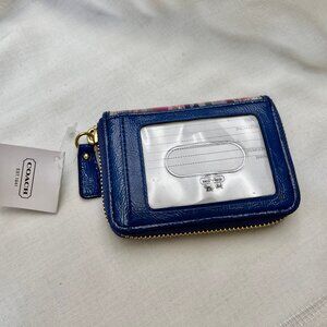 Vintage Multi- Color Coach Zippered Wallet - Blue tanned leather. - NWT
